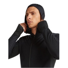 Kurtka polarowa Icebreaker Descender Merino Blend 300 RealFleece z kapturem (wełna merino, oddychająca) czarna męska